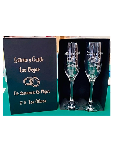 Parejas Copas Cava grabado laser