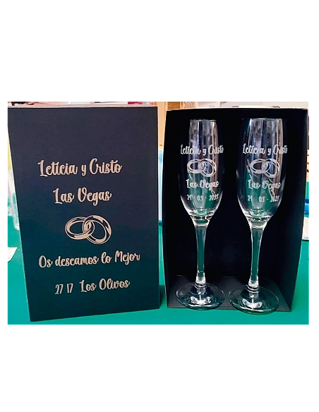 Parejas Copas Cava grabado laser