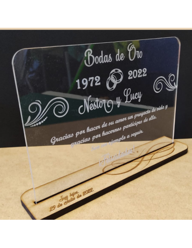 Placa conmemorativa con base en madera MDF