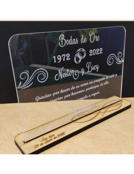 Placa conmemorativa con base en madera MDF