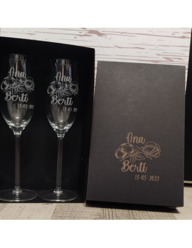 Parejas Copas Cava grabado laser