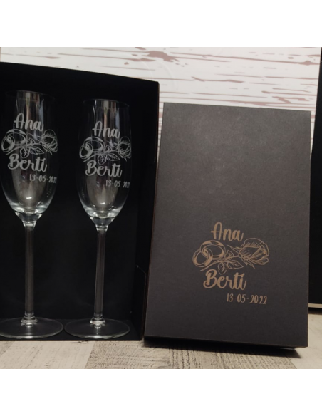Parejas Copas Cava grabado laser
