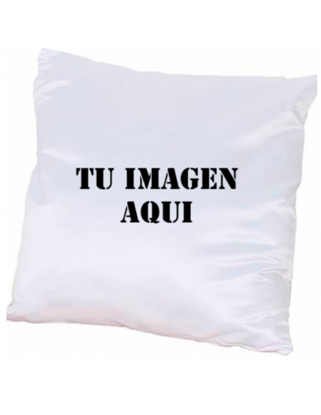 Cojín con relleno, poliester efecto algodón, con cremallera, personalizado.