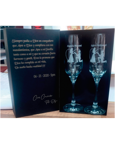 Parejas Copas Cava grabado laser