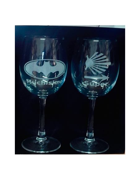 PACK  DE DOS COPAS DE  VINO GRABADA CON CAJA