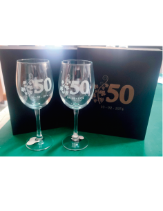 PACK  DE DOS COPAS DE  VINO GRABADA CON CAJA 2