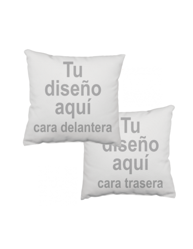 Cojín con relleno, poliester efecto algodón, con cremallera, personalizado.